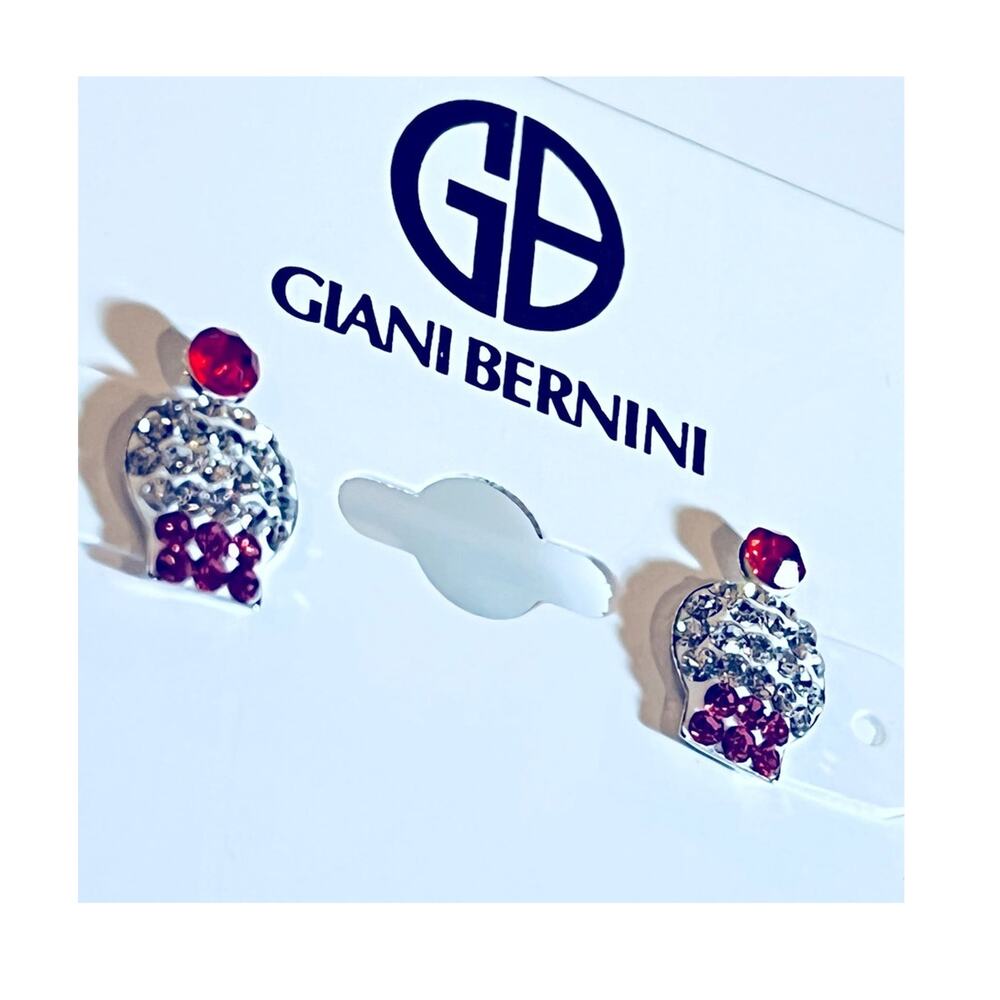 Giani Bernini Crystal Cupcake Earrings Sterling Silver Stud Post 1/2” New Card
